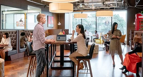 Servcorp’s coworking spaces are filled with clients enjoying the premium, professional environment.